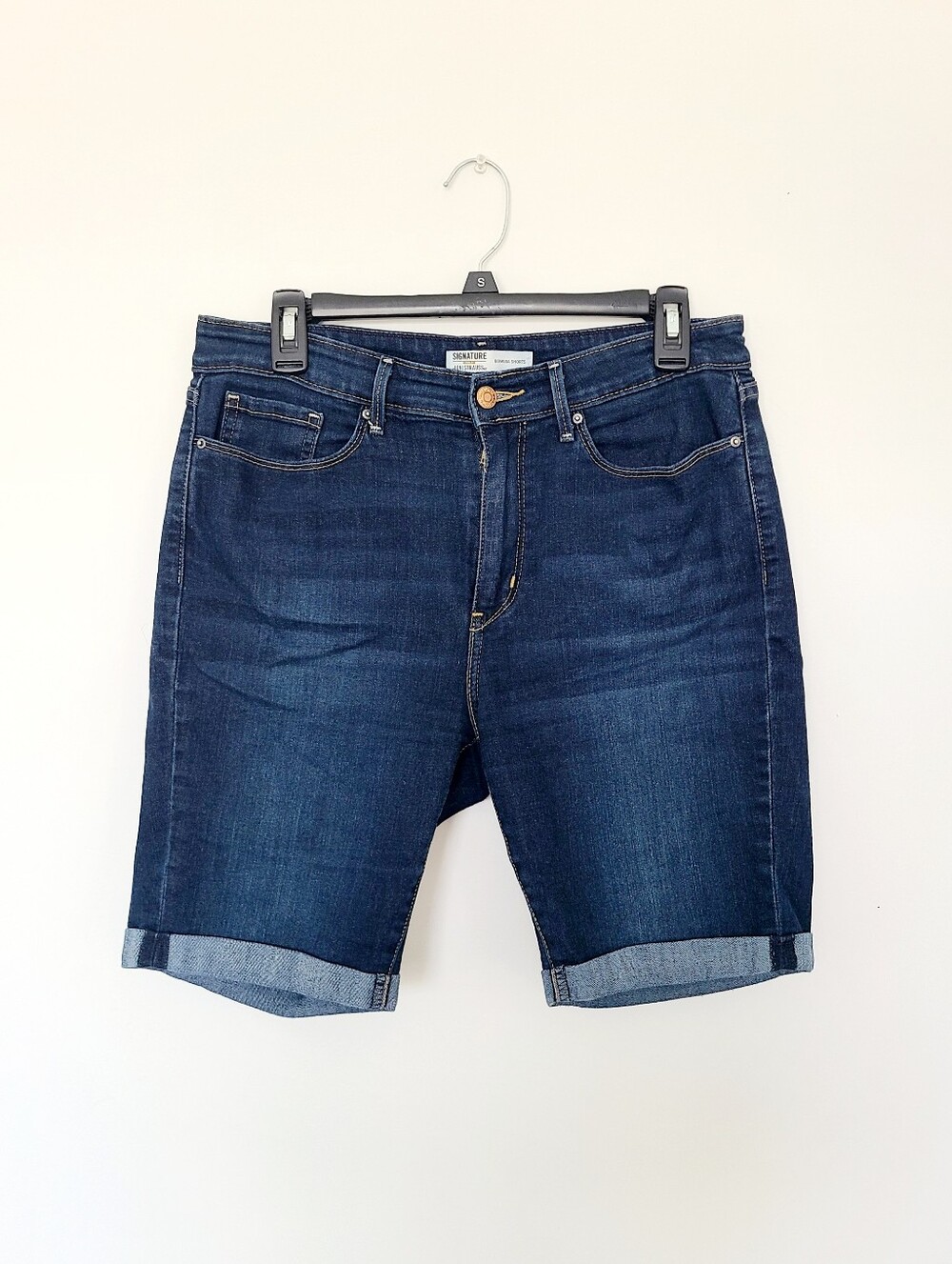 Signature Levi Strauss Dark Blue Denim Jean Shorts, Bermuda Shorts